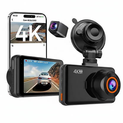 4K Dash Cam Front & Rear – WiFi Car Video Recorder