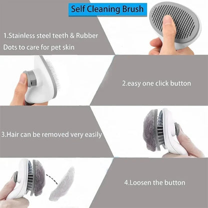 Self-Cleaning Pet Brush – Hair Remover for Cats & Dogs