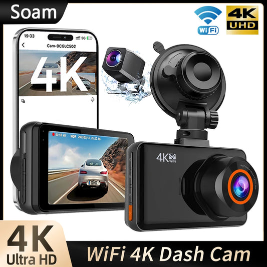 4K Dash Cam Front & Rear – WiFi Car Video Recorder